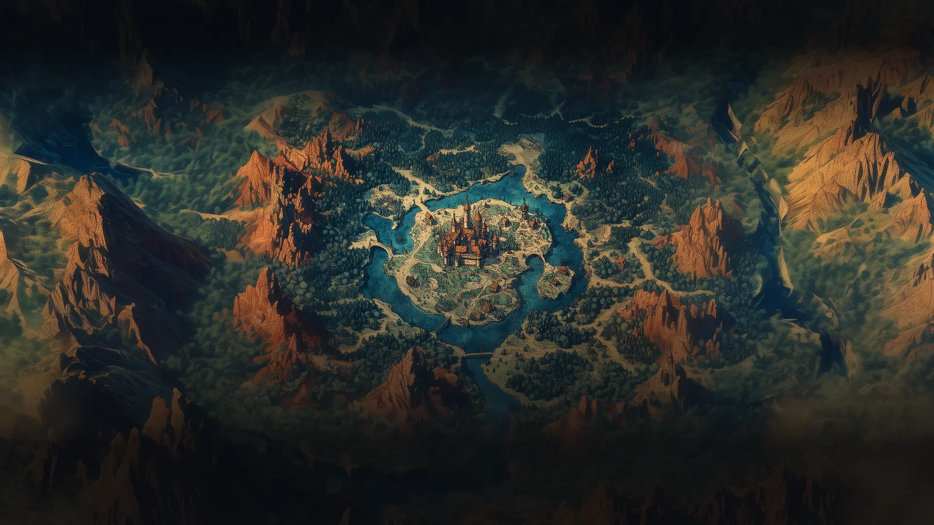 The rendered open world of TerraX, built on text-game bones